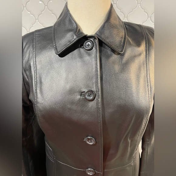 Croft & Barrow Black Leather Jacket, EUC, size M - Picture 3 of 14